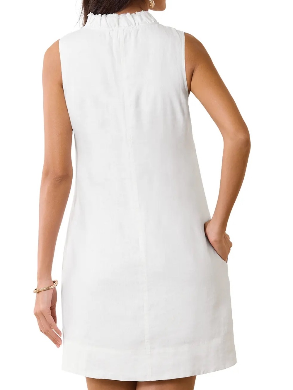 New Tommy Bahama Two Palms Double Ruffle Linen Dress - Picture 2 of 8
